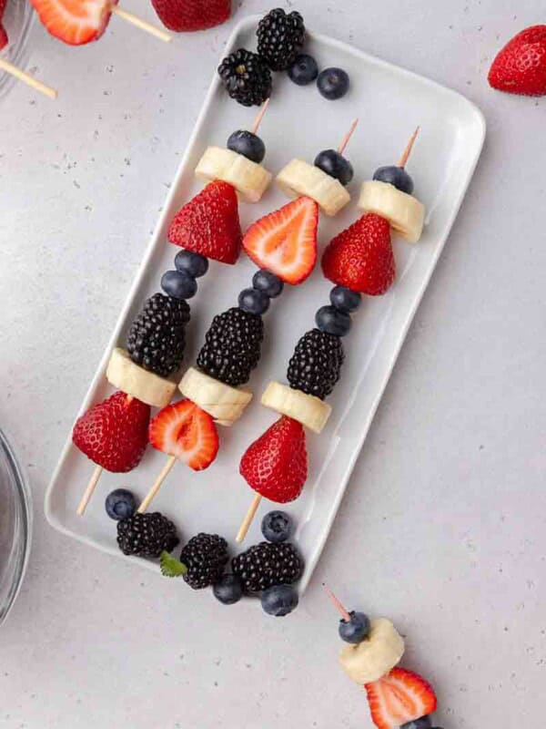 Kid-Friendly Red White and Blue Fruit Skewers