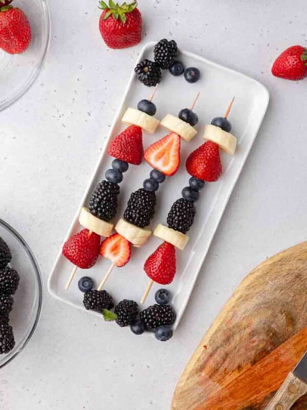 Kid-Friendly Red White and Blue Fruit Skewers