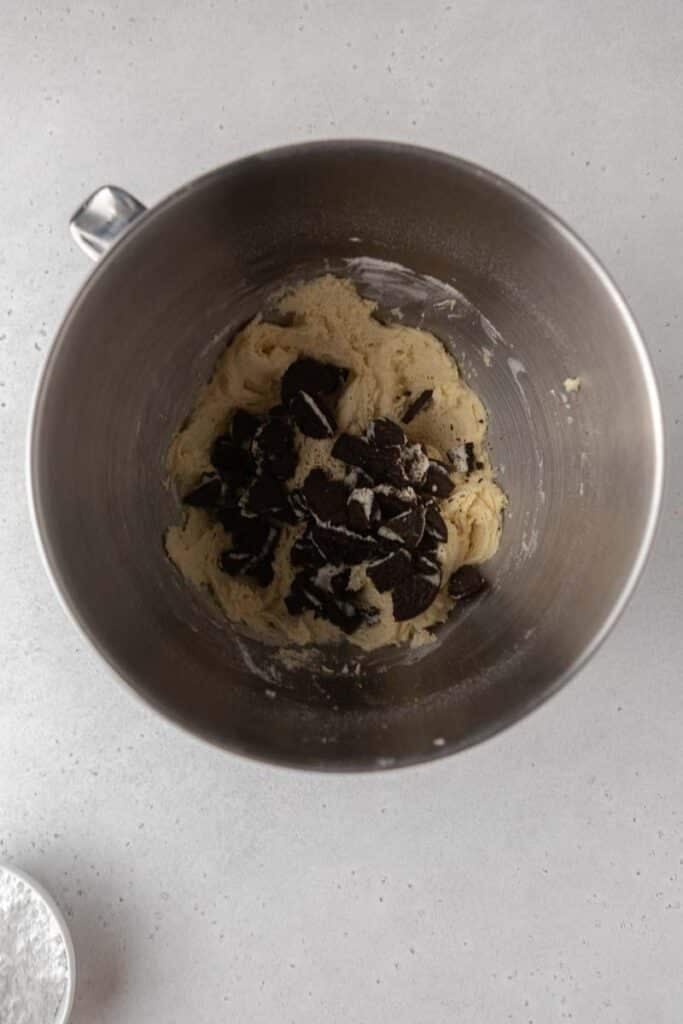 Cookie dough with crushed oreos