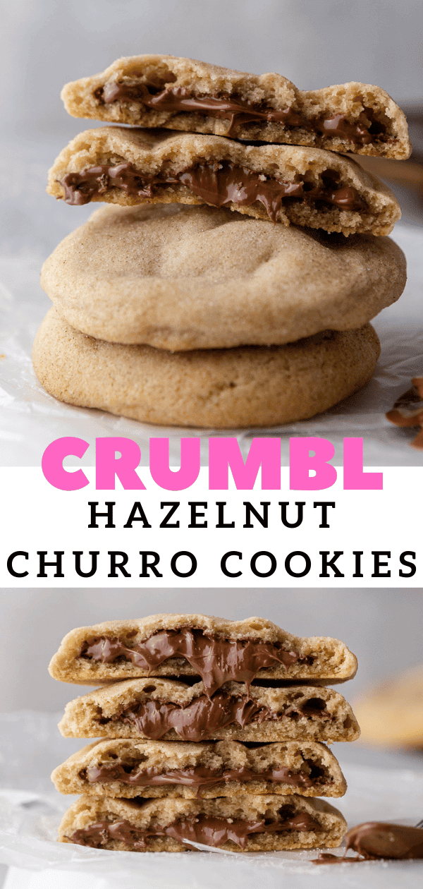 Stuffed CRUMBL Hazelnut Churro cookies copycat Lifestyle of a Foodie