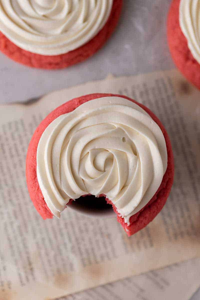 CRUMBL Pink Velvet Cookies with Cream Cheese Frosting - Lifestyle of a ...
