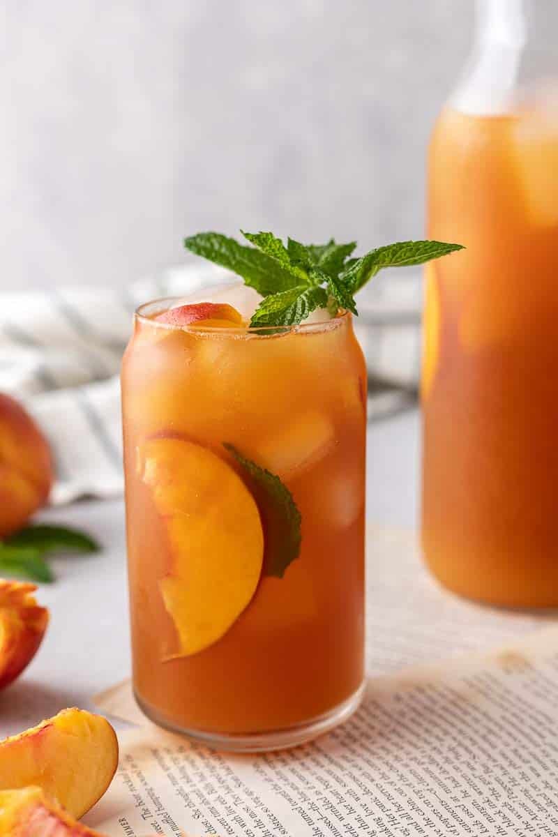 Peach tea over ice