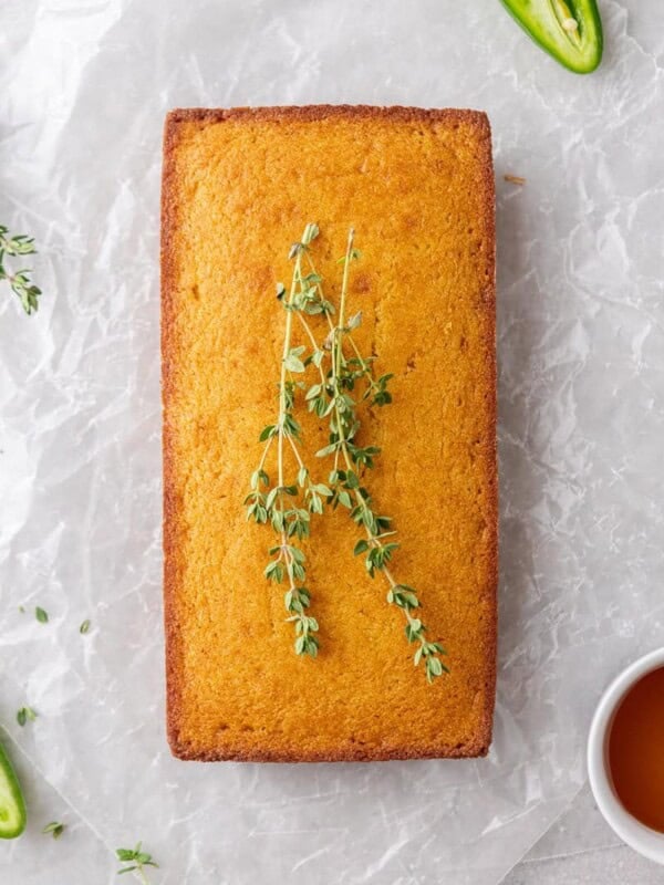 Small batch corn bread in loaf pan