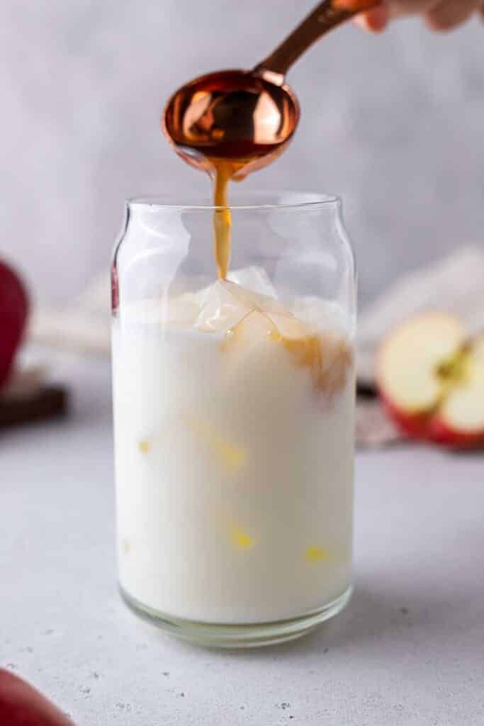 Adding apple simple syrup to milk