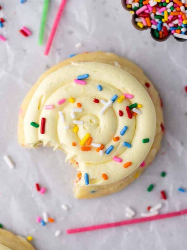 Overhead shot of Crumbl birthday cake cookies