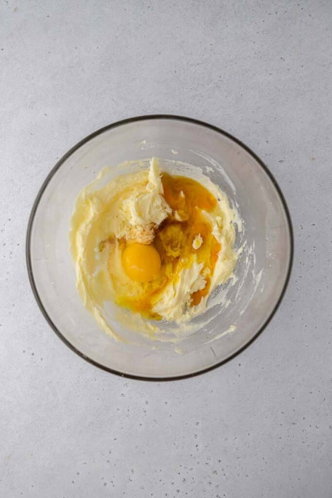 Creamed butter and eggs
