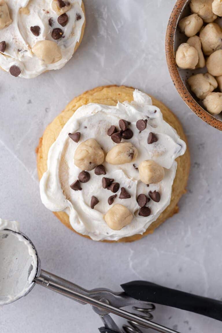 Crumbl Cookie Dough Cookies with Ice Cream Frosting Lifestyle of a Foodie