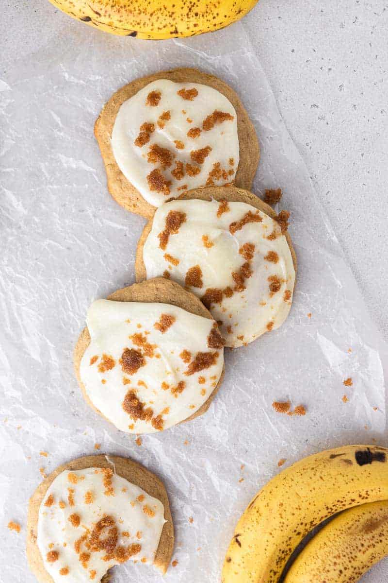 Crumbl Banana Bread Cookies with Cream Cheese Glaze Lifestyle of a Foodie