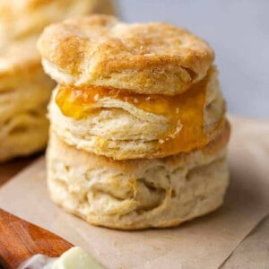Flaky biscuit with jam