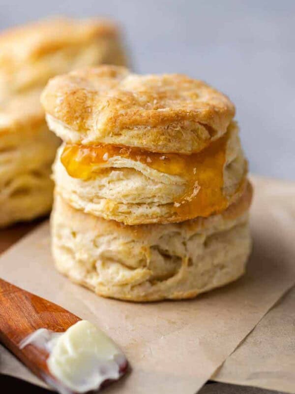 Flaky biscuit with jam