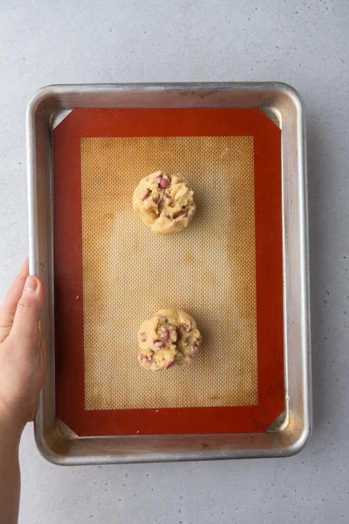 Cookies dough on baking sheet