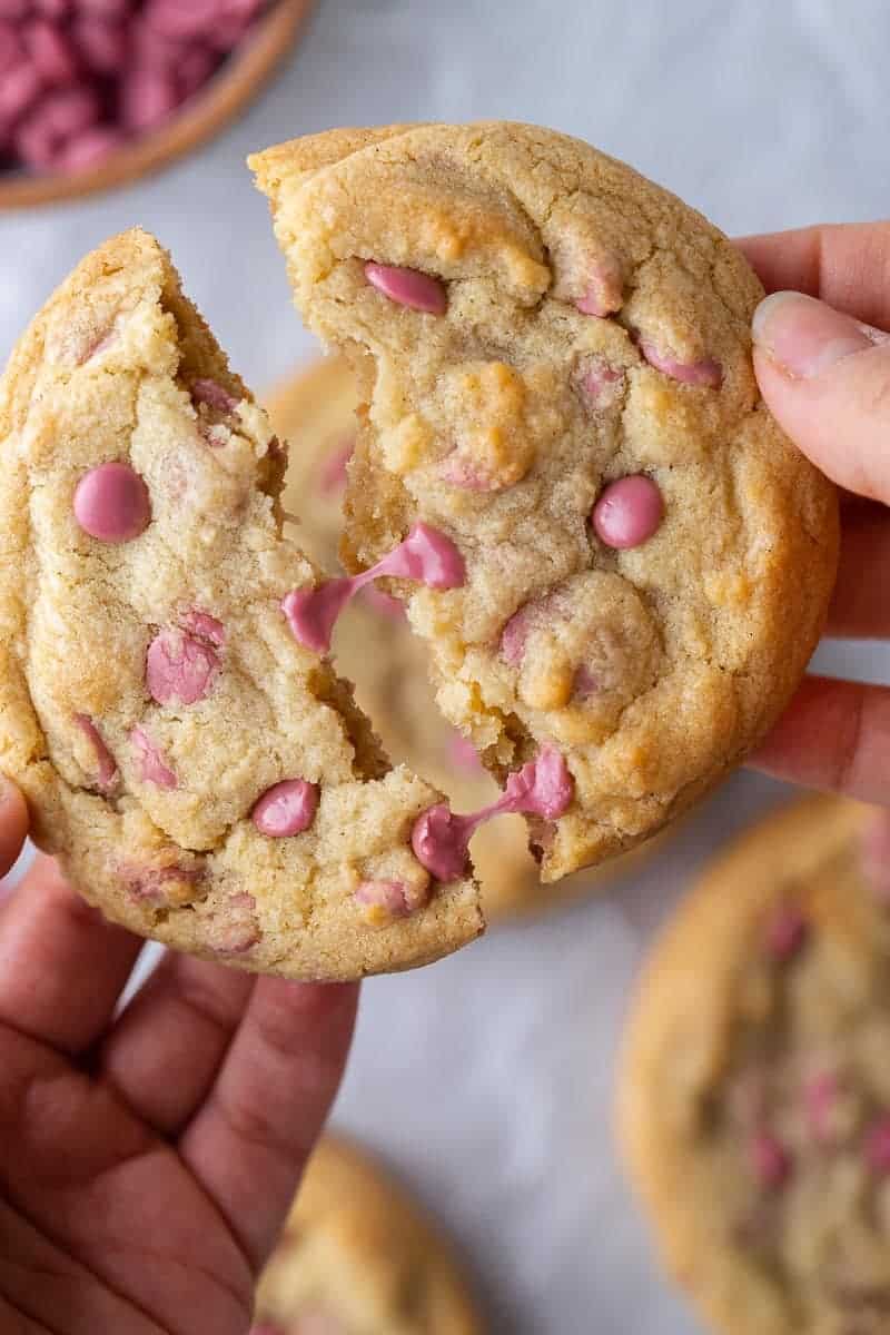 Soft Crumbl Ruby Chocolate Chip Cookies copycat Lifestyle of a Foodie