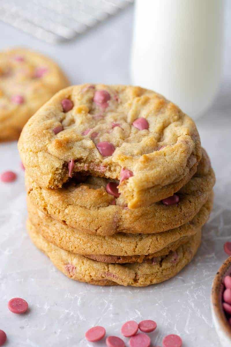 Soft Crumbl Ruby Chocolate Chip Cookies copycat Lifestyle of a Foodie