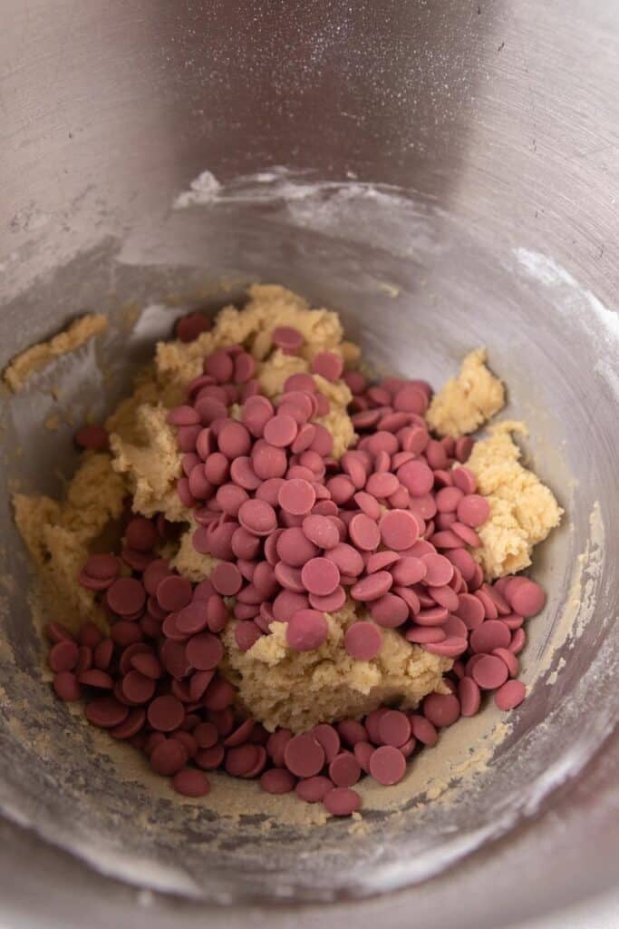 Cookie dough with ruby chocolate chips