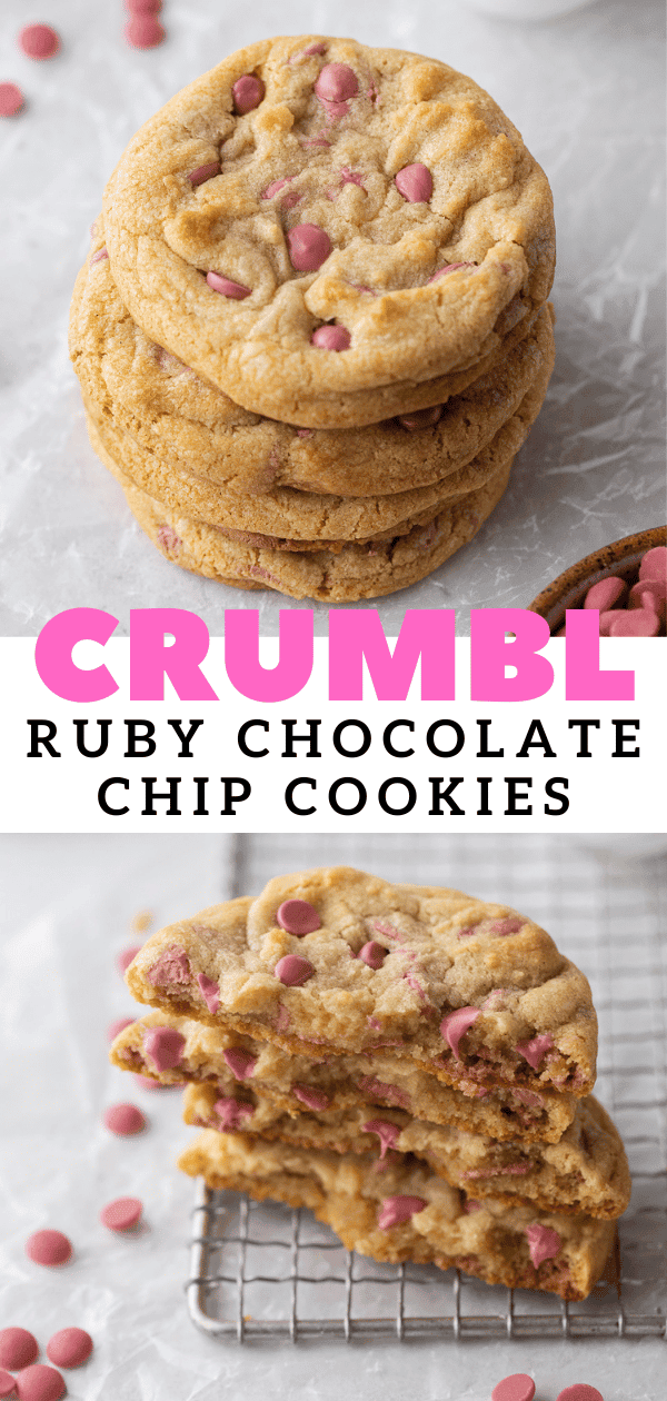 Soft Crumbl Ruby Chocolate Chip Cookies copycat Lifestyle of a Foodie