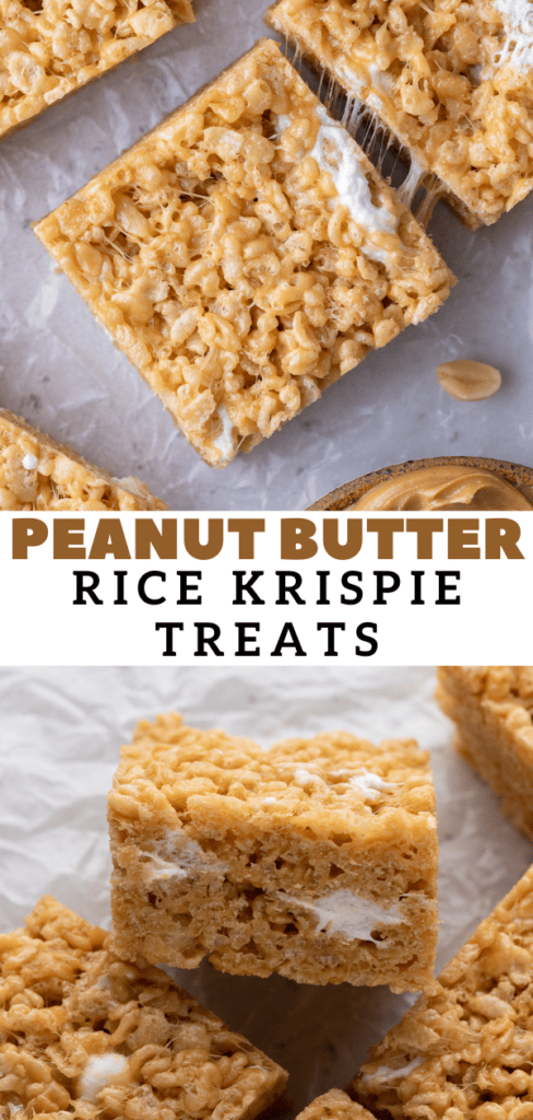 Peanut butter rice krispie treats with marshmallows