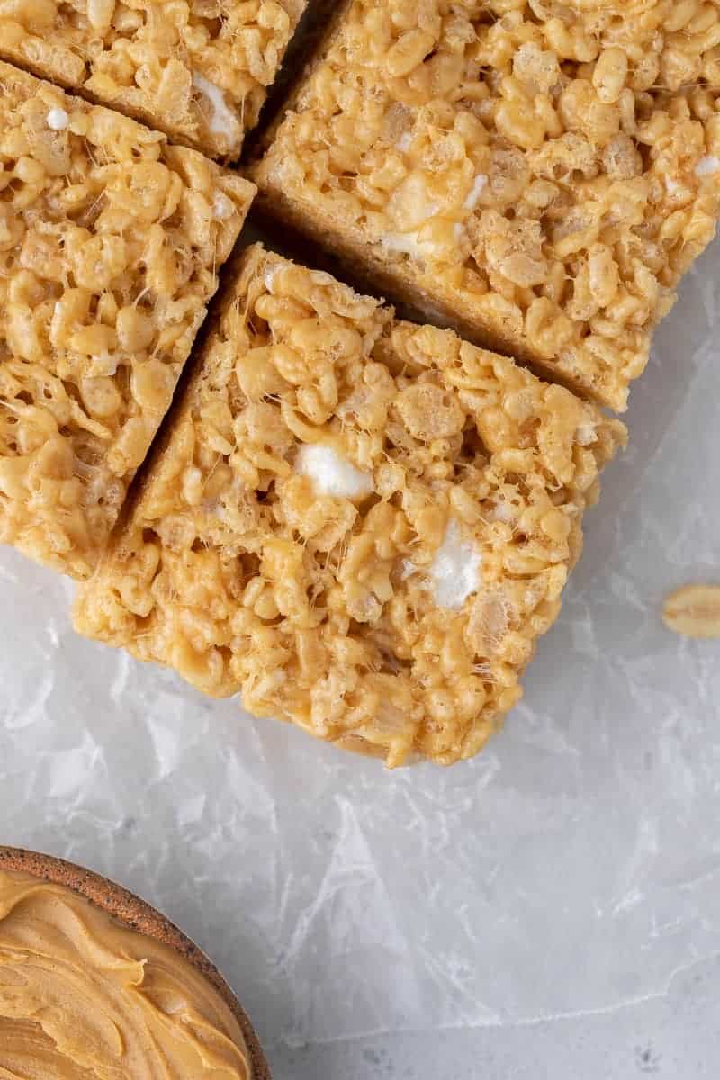 Peanut Butter Rice Krispy Treats with Marshmallows Lifestyle of a Foodie