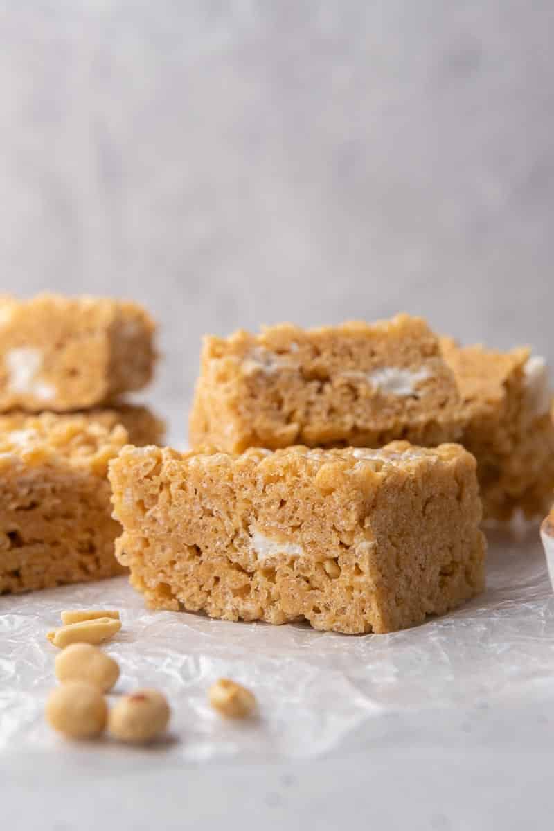 Peanut Butter Rice Krispy Treats with Marshmallows Lifestyle of a Foodie