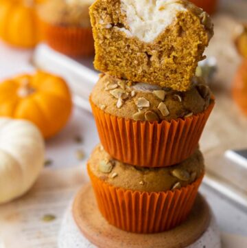 Cheesecake pumpkin muffin stack