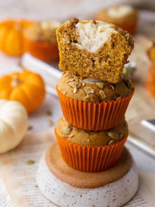 Cheesecake pumpkin muffin stack