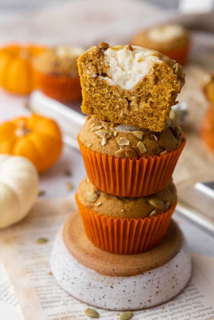 Cheesecake pumpkin muffin stack