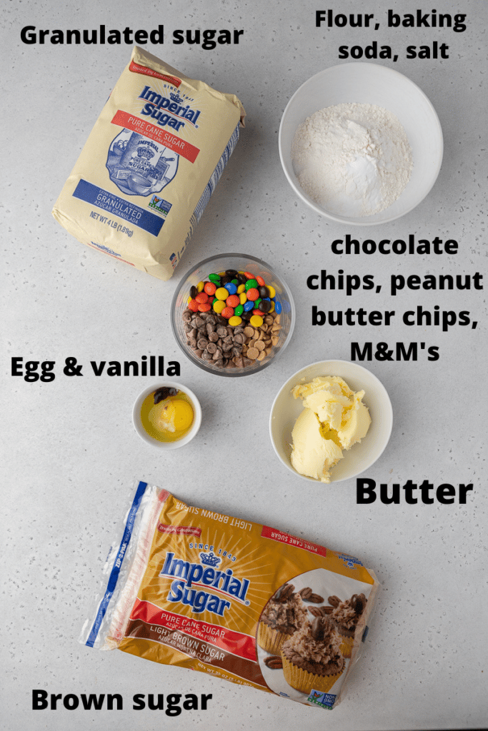 Ingredients for Crumbl monster cookies