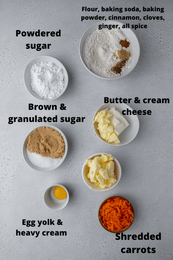 Ingredients for carrot cake cookies