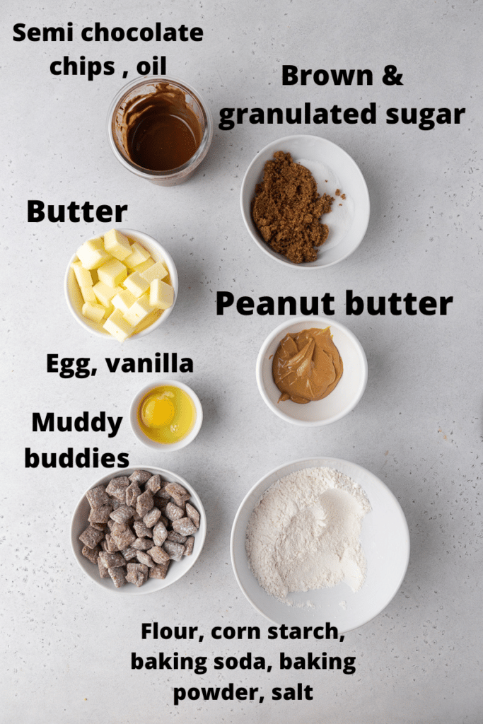 ingredients for muddy buddy cookies