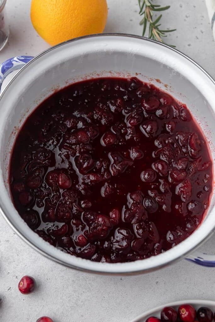 Cranberry sauce in pot