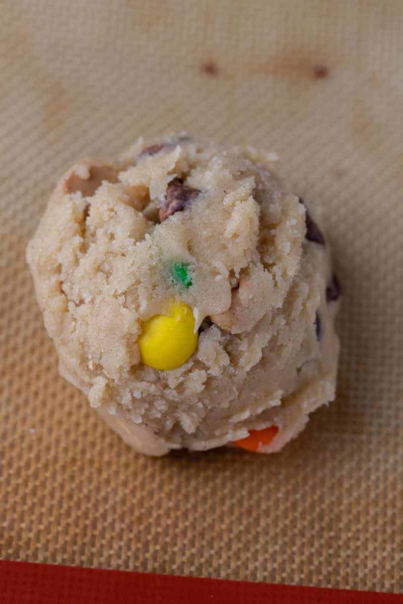 Crumbl Monster cookie recipe M&M's, Peanut butter chips, Chocolate