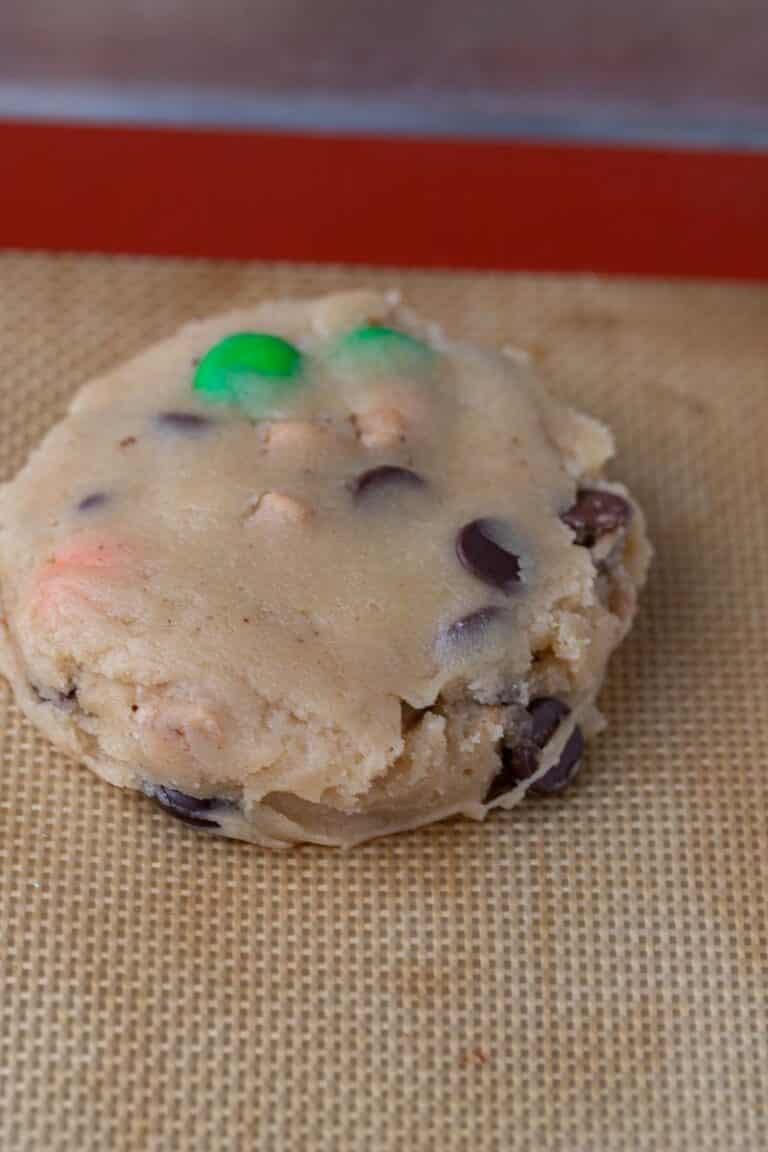 Crumbl Monster cookie recipe M&M's, Peanut butter chips, Chocolate