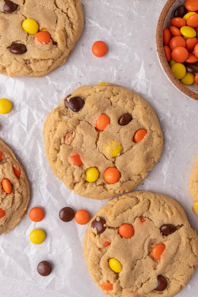 Thick Reese's pieces cookies