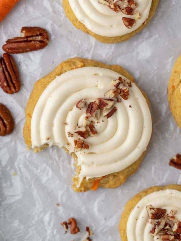 Overhead Crumbl carrot cake cookies