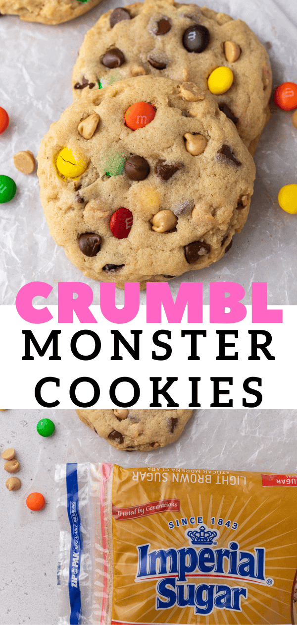 Crumbl Monster cookie recipe M&M's, Peanut butter chips, Chocolate