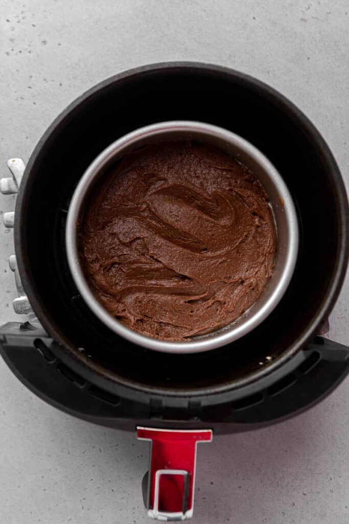 Brownie mix in a 6 inch pan in an air fryer 