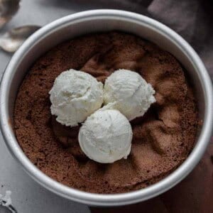 Air fryer brownies with ice cream