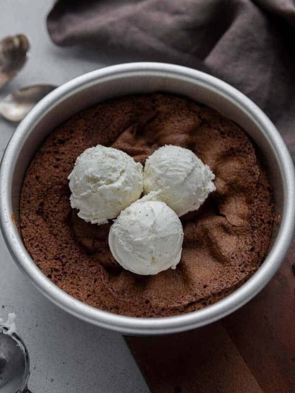 Air fryer brownies with ice cream