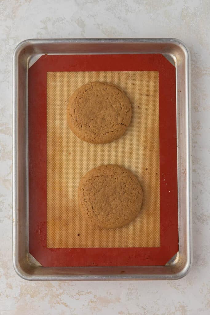 Baked spiced cookies on a baking sheet