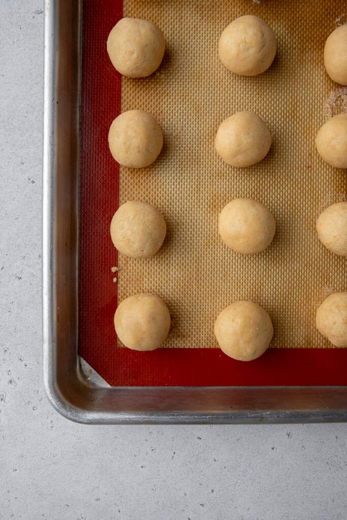 Truffles on a baking sheet