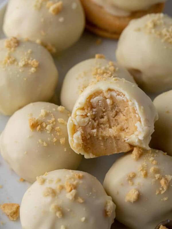Close up of the white chocolate truffles