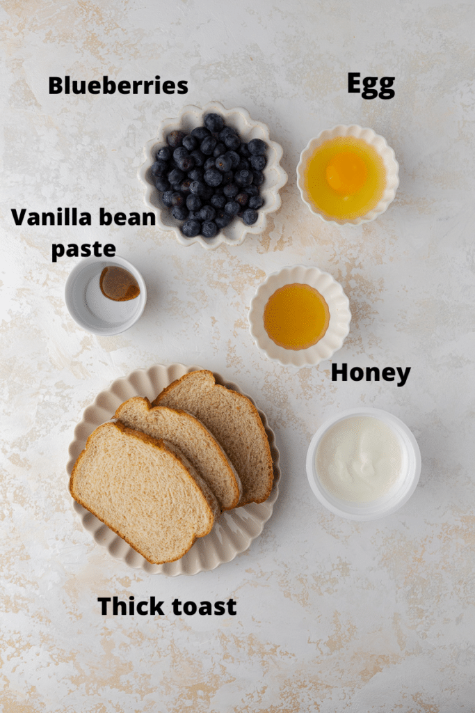 Ingredients for yogurt custard toast