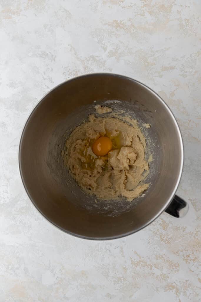 Creamed butter and sugar in mixing bowl