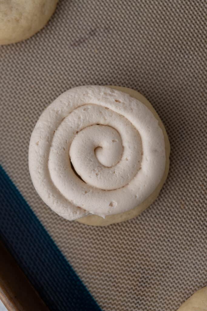 Cookie with cream cheese swirls on top