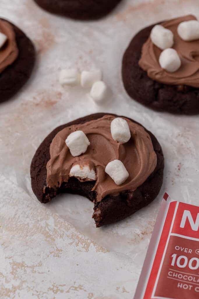 Frosted hot chocolate cookies