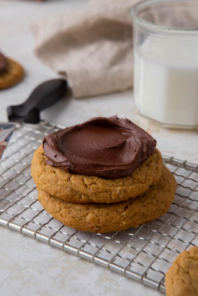 Chocolate frosted peanut butter cookies