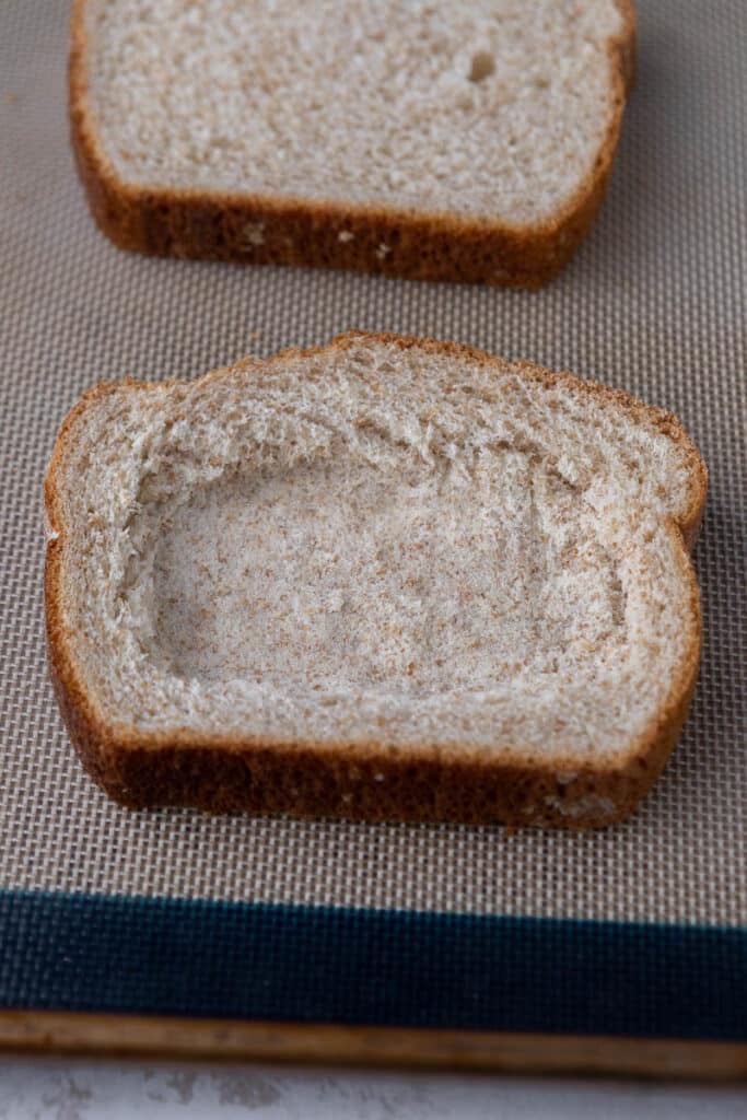 Thick toast on baking sheet