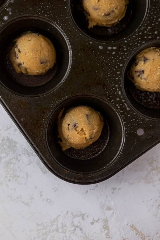 Cookie cups in muffin tin