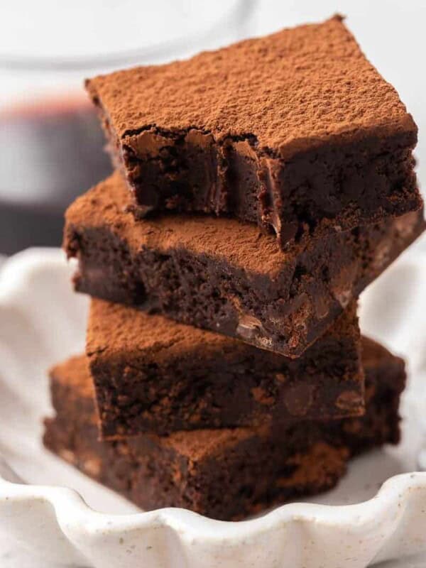 the fudgiest red wine brownie stack
