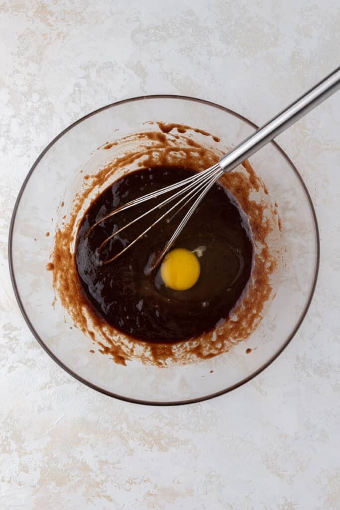 Melted chocolate and egg