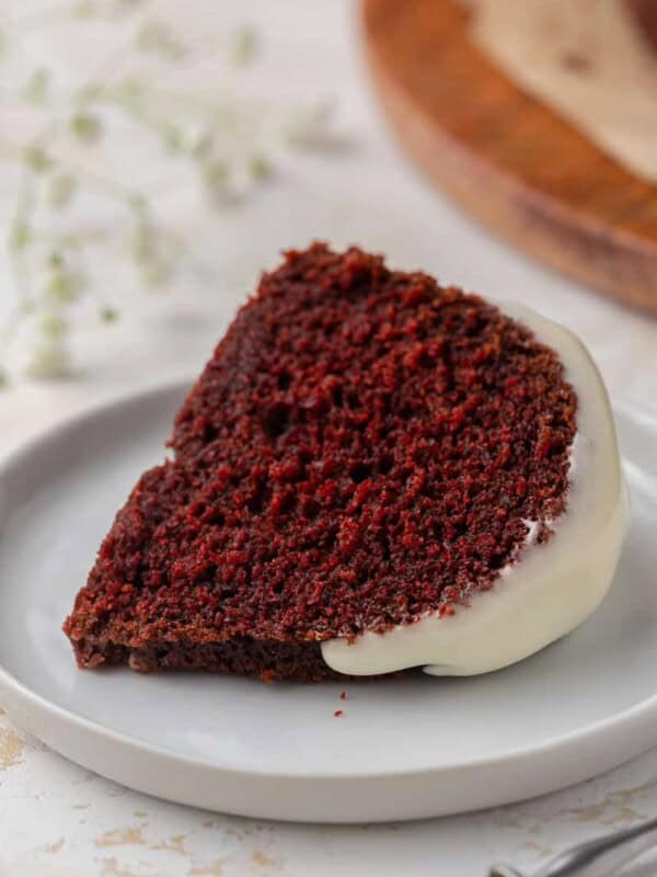 Moist Red Velvet Bundt slice